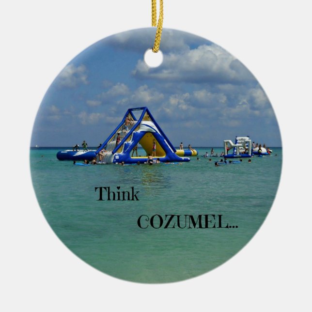 Think Cozumel! Ceramic Tree Decoration (Front)