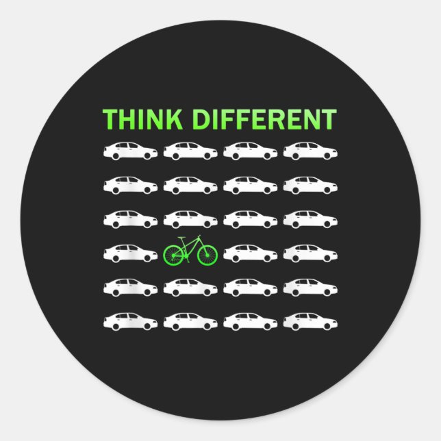 Think Different Biking Environmental Protection Classic Round Sticker (Front)