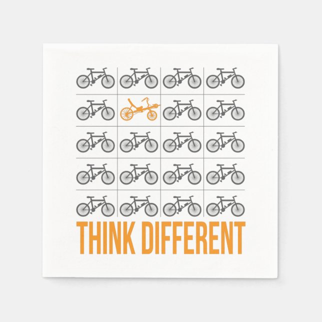 Think Different Recumbent Bike Cyclist Paper Napkin (Front)