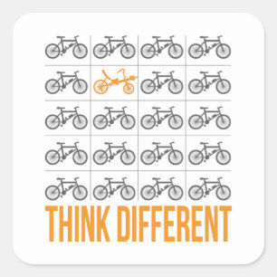 Think Different Recumbent Bike Cyclist Square Sticker