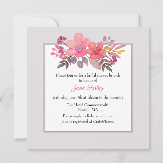 Think Dusty Pinks Bridal Shower Invitation (Front)