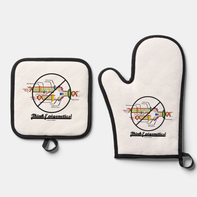 Think Epigenetics! DNA Replication Cross-Out Humou Oven Mitt & Pot Holder Set (Front)