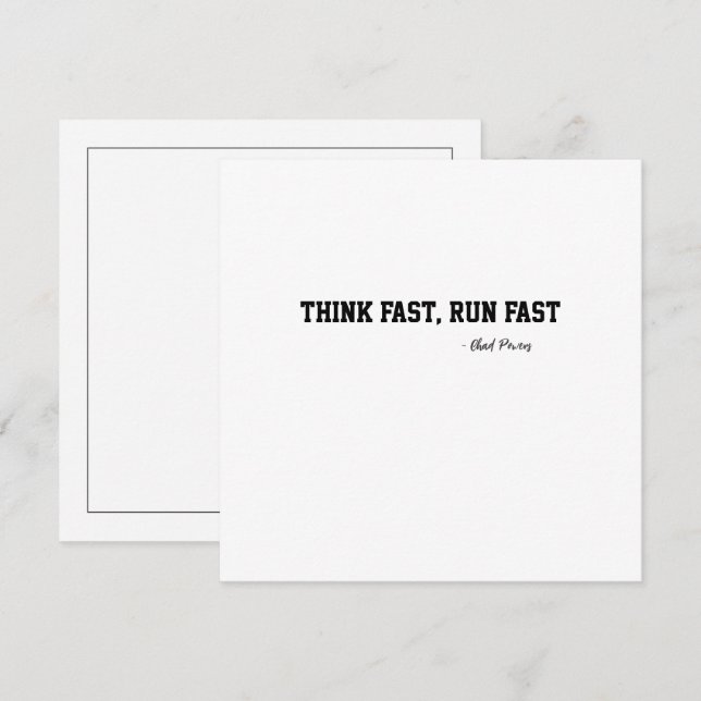 Think Fast Run Fast Sports Football Motivation Card (Front/Back)