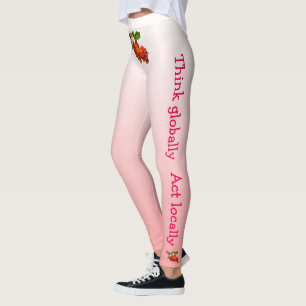 Think Globally Act Locally Red Hummingbird Leggings