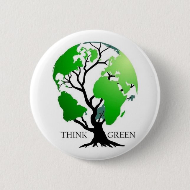 Think Green 6 Cm Round Badge (Front)