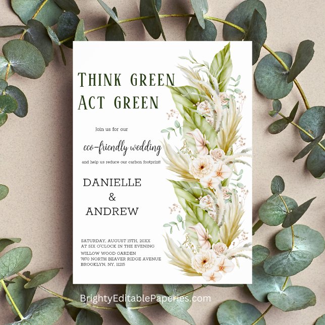 Think Green Act Green Eco-Friendly Wedding Poster  (Celebrate Love Sustainably: Think Green, Act Green at Our Wedding!)