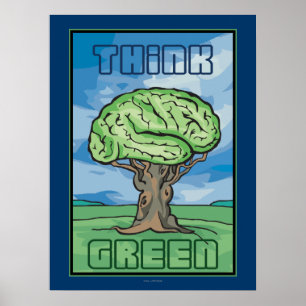 Think Green Brain Poster