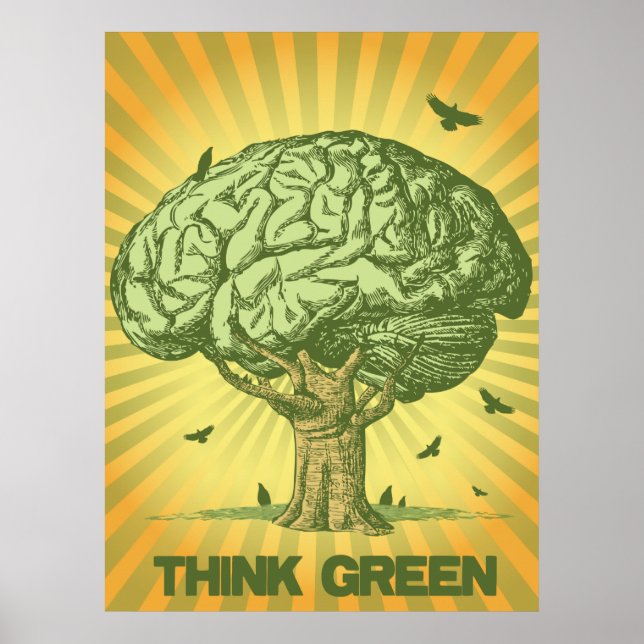 Think Green Brain Tree Poster (Front)
