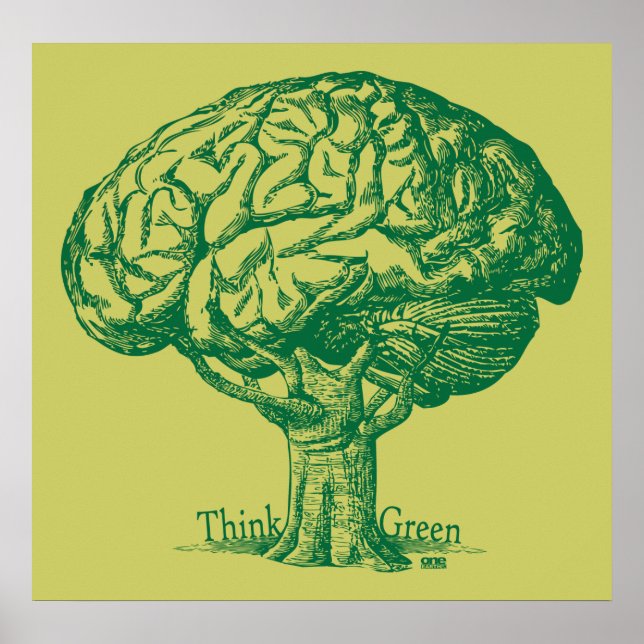 Think Green Brain Tree Poster (Front)