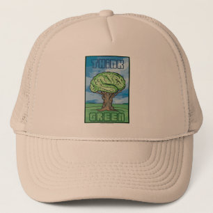 Think Green Brain Trucker Hat