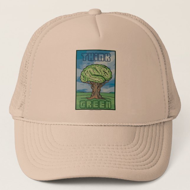 Think Green Brain Trucker Hat (Front)