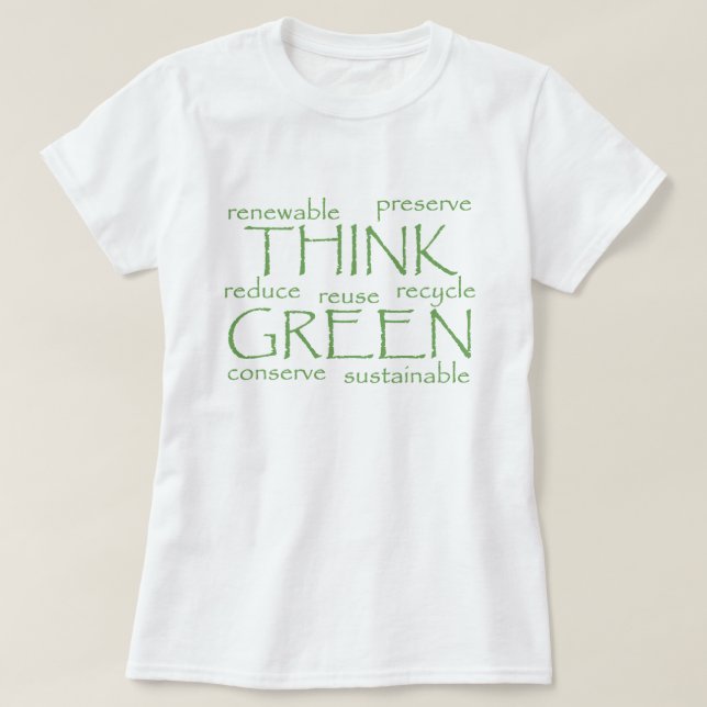 Think Green Buzz Words T-Shirt (Design Front)
