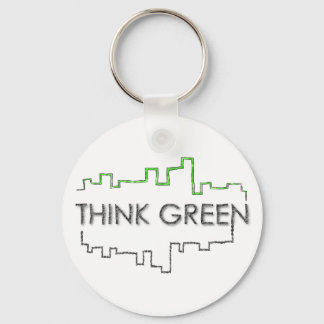 Think Green City Skyline Design | Keychain