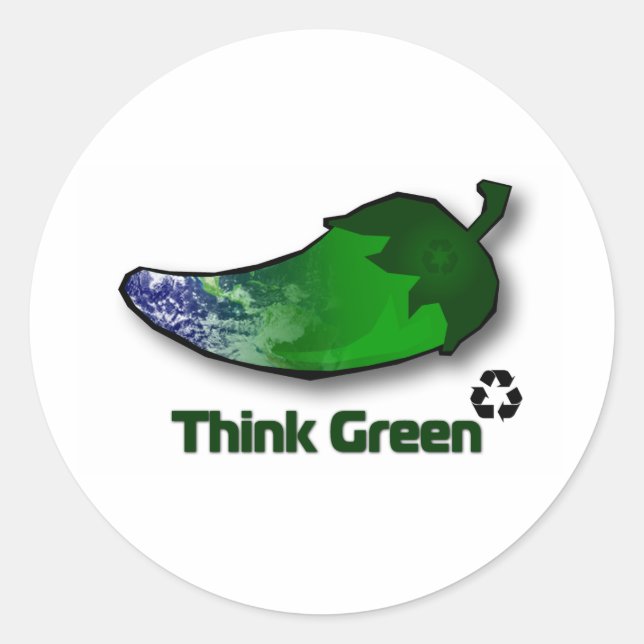 Think Green Classic Round Sticker (Front)