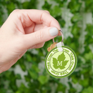 THINK GREEN custom monogram Key Ring