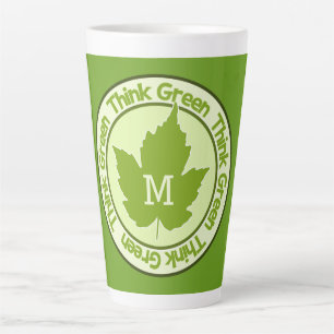 THINK GREEN custom monogram Latte Mug