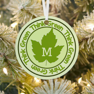 THINK GREEN custom monogram Metal Tree Decoration