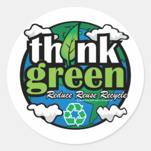Think Green Earth Classic Round Sticker