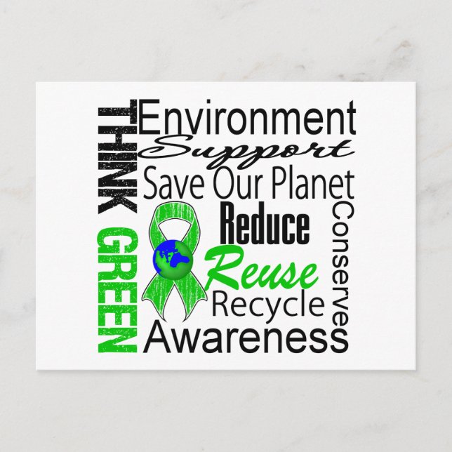 Think Green Environment Collage Postcard (Front)