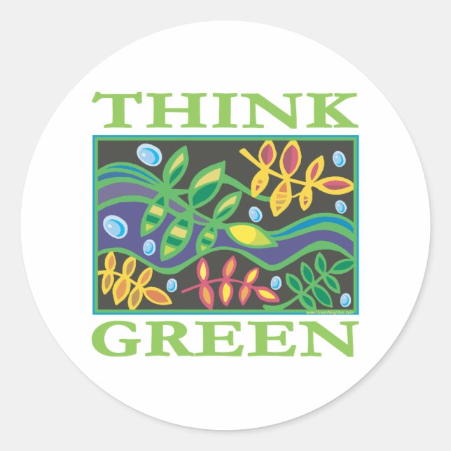 Think Green Environmental Classic Round Sticker (Front)