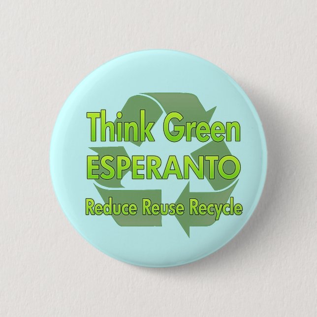 Think Green Esperanto 6 Cm Round Badge (Front)