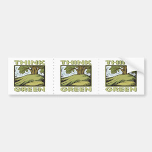 Think Green Oak Tree Bumper Sticker