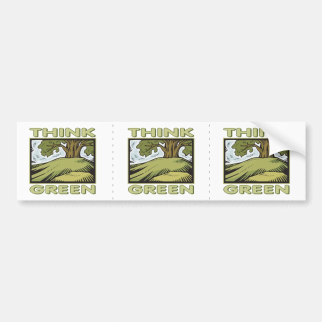 Think Green Oak Tree Bumper Sticker (Front)