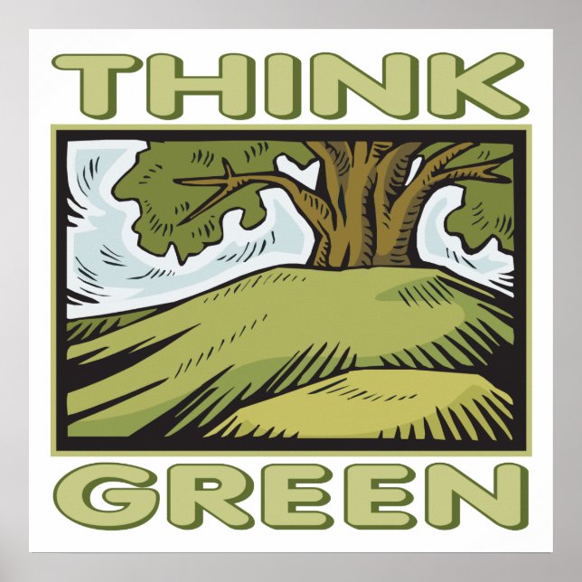 Think Green Oak Tree Poster (Front)