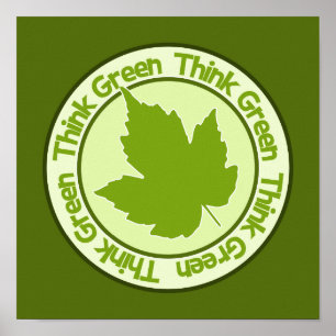 Think Green poster, customisable Poster