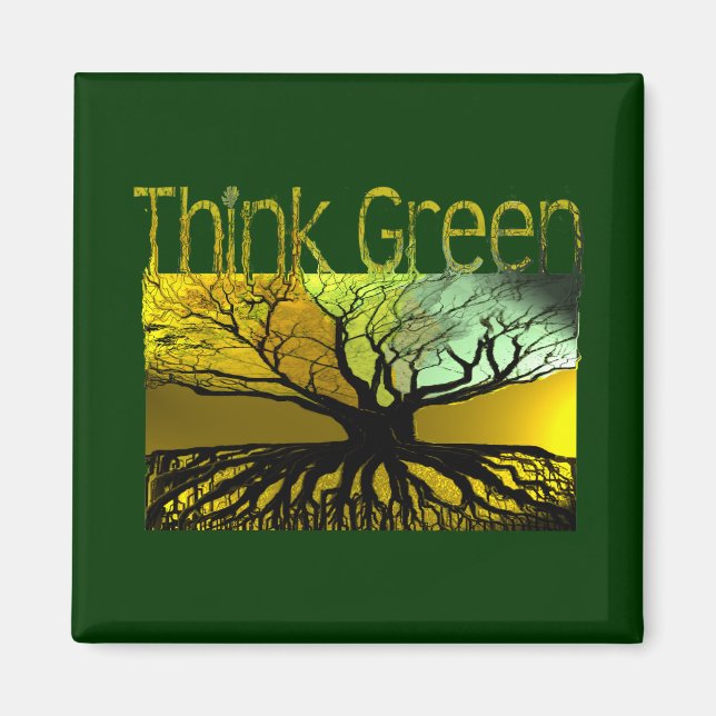 Think Green Roots Tree Hugger Magnet (Front)
