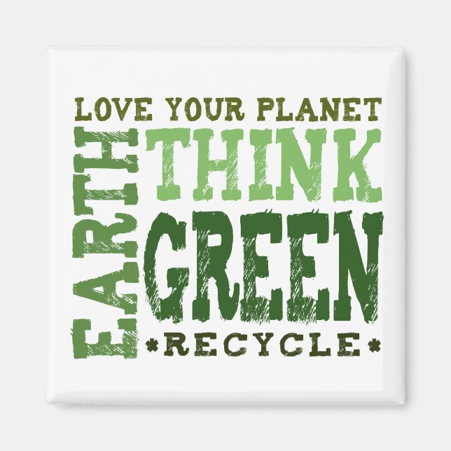 THINK GREEN - square magnet (Front)