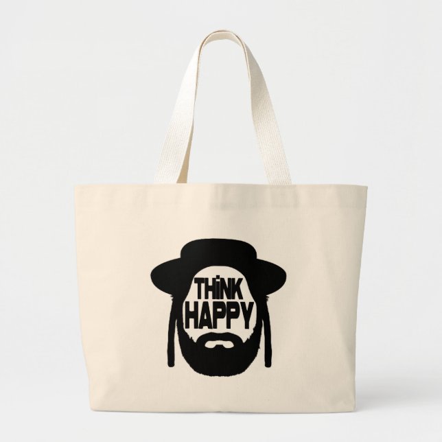 Think Happy Large Tote Bag (Front)