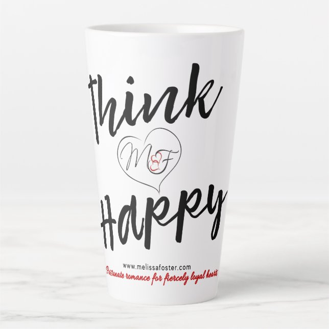 Think happy logo white latte mug (Front)
