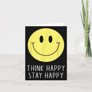 Think Happy Stay Happy Motivation Quote Yellow Smi Card