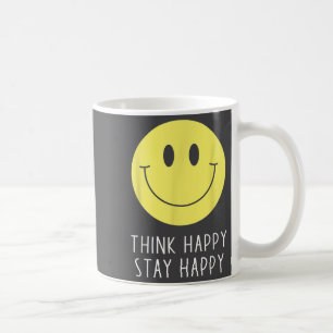 Think Happy Stay Happy Motivation Quote Yellow Smi Coffee Mug
