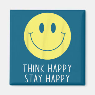 Think Happy Stay Happy Motivation Quote Yellow Smi Magnet