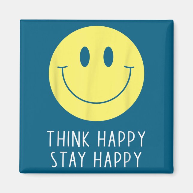 Think Happy Stay Happy Motivation Quote Yellow Smi Magnet (Front)