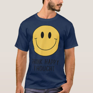 Think Happy Thought Motivation Quote 70s Yellow Sm T-Shirt