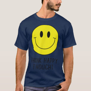 Think Happy Thought Motivation Quote 70s Yellow Sm T-Shirt