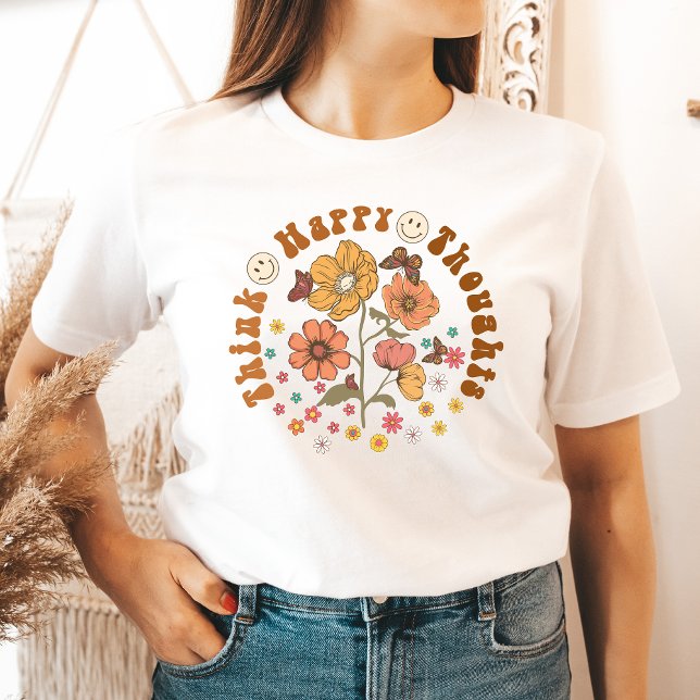 Think Happy Thoughts Shirt Good Vibes Graphic Tee (Creator Uploaded)