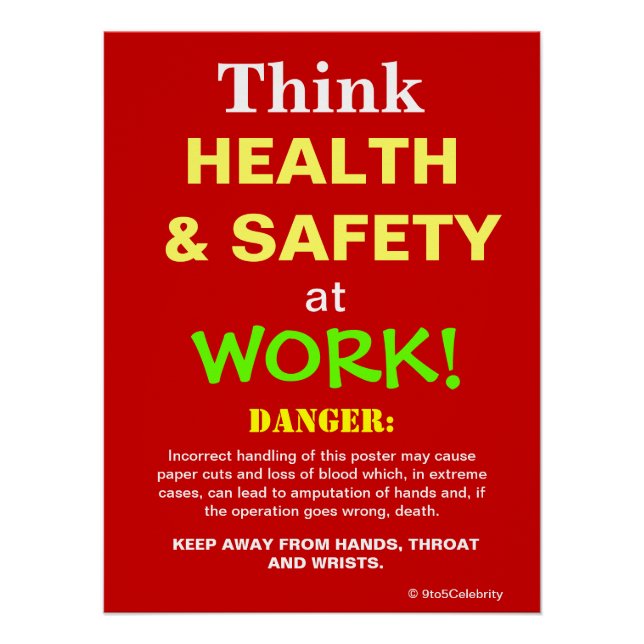 Think Health and Safety At Work Funny Joke Sign (Front)