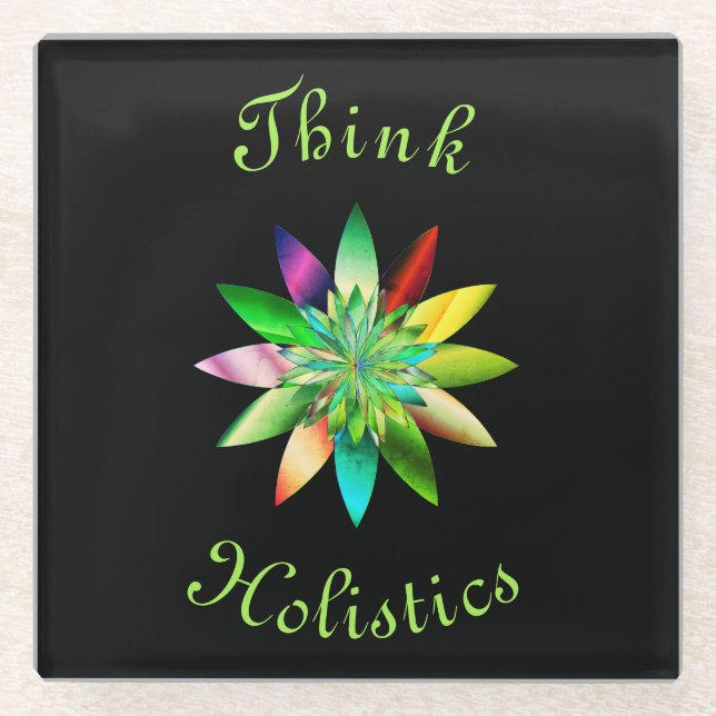Think Holistic design Glass Coaster (Front)