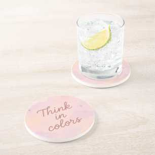 Think in Colors – Pastel Aesthetic Motivational Coaster