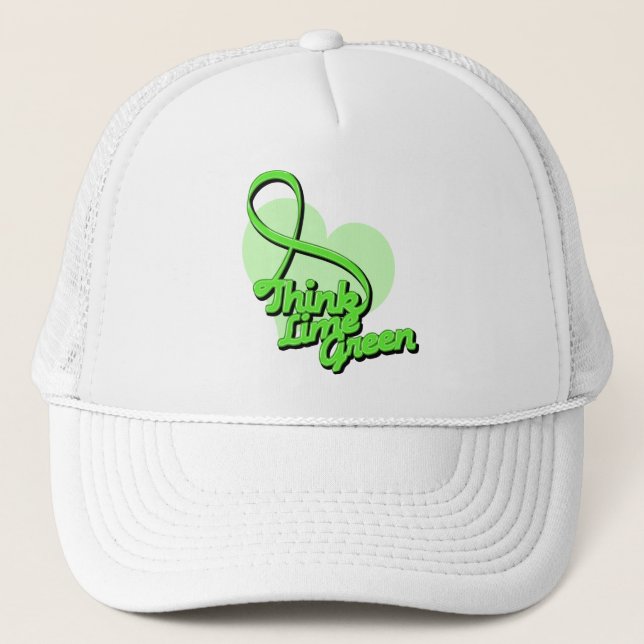 Think Lime Green Lymphoma Trucker Hat (Front)