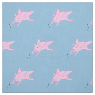 Think magic! Flying pink pigs, star wands fabric