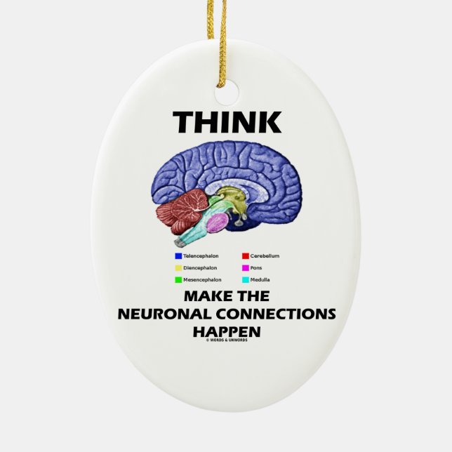 Think Make The Neuronal Connections Happen (Brain) Ceramic Tree Decoration (Back)