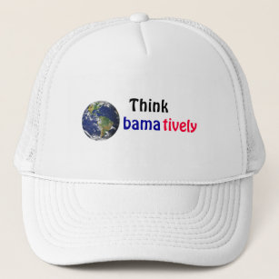 Think Obamatively_world, black, blue, red Trucker Hat