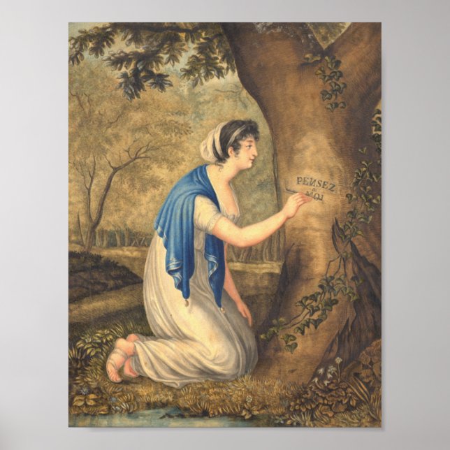 Think of Me Romantic Painting of Woman in Forest Poster (Front)