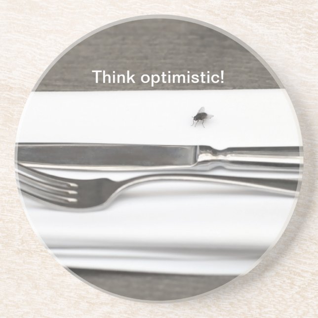 Think optimistic! coaster (Front)