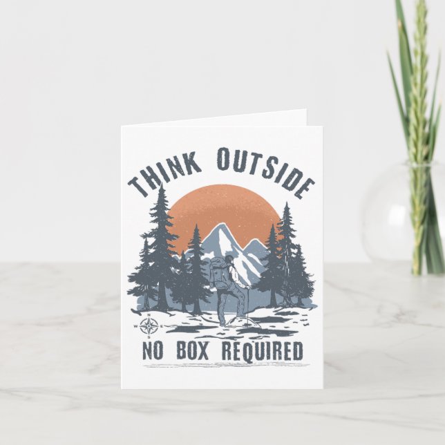 Think Outside No Box Required Funny Hiking  Card (Front)